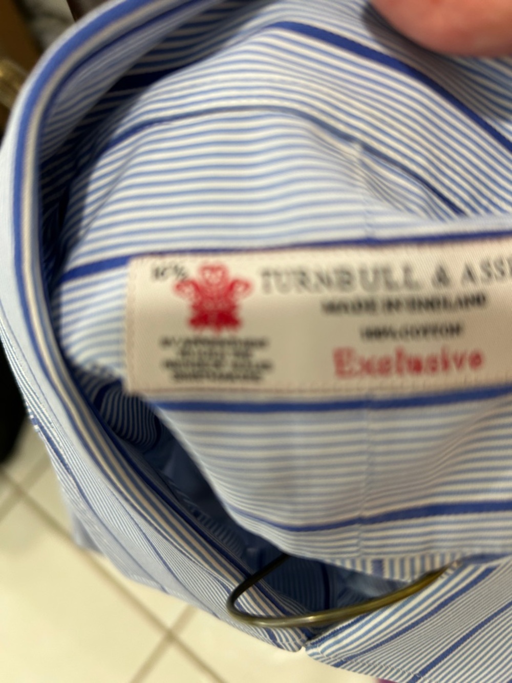 Turnbull & Asser Light Blue Shirt with royal blue Pinstripes - Picture 2 of 4